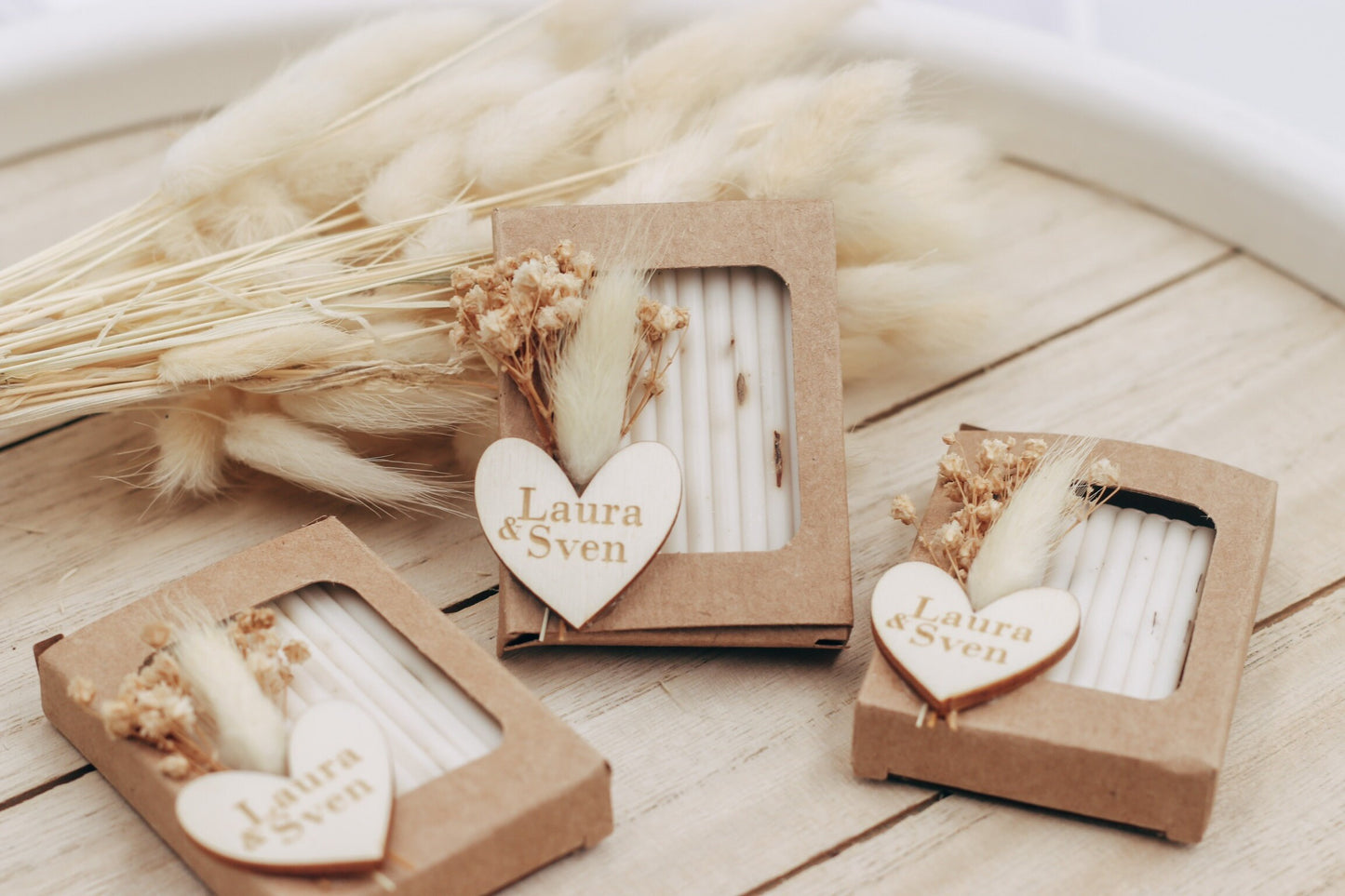 Gastgeschenk Lavendelseife personalisiert mit graviertem Herz & Trockenblumen Hochzeit Taufe Geburtstag