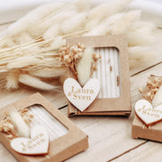 Gastgeschenk Lavendelseife personalisiert mit graviertem Herz & Trockenblumen Hochzeit Taufe Geburtstag