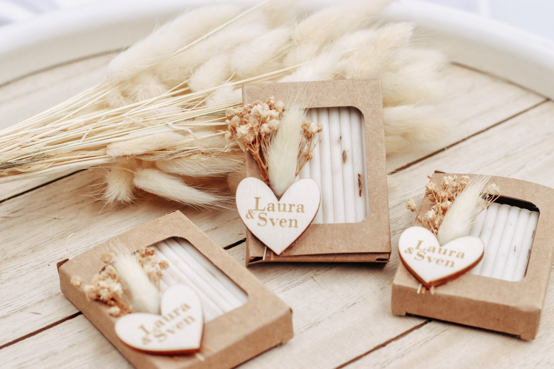 Gastgeschenk Lavendelseife personalisiert mit graviertem Herz & Trockenblumen Hochzeit Taufe Geburtstag