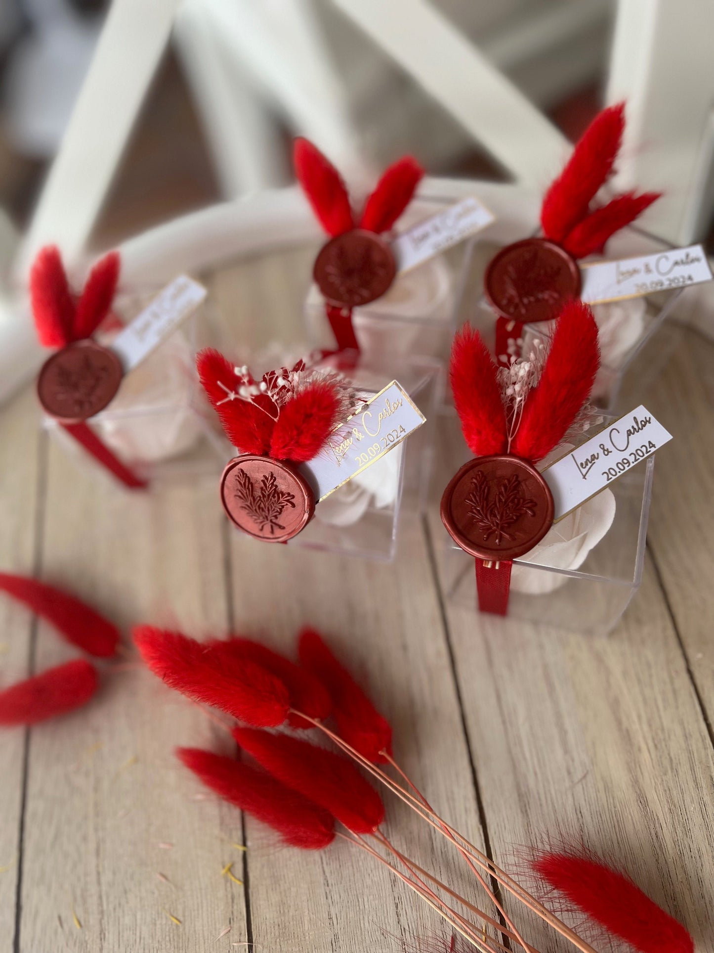 Gastgeschenk Rosenbox Rosenseife personalisiert - Hochzeit Verlobung Hennaabend Taufe - Rote Hochzeitsdeko