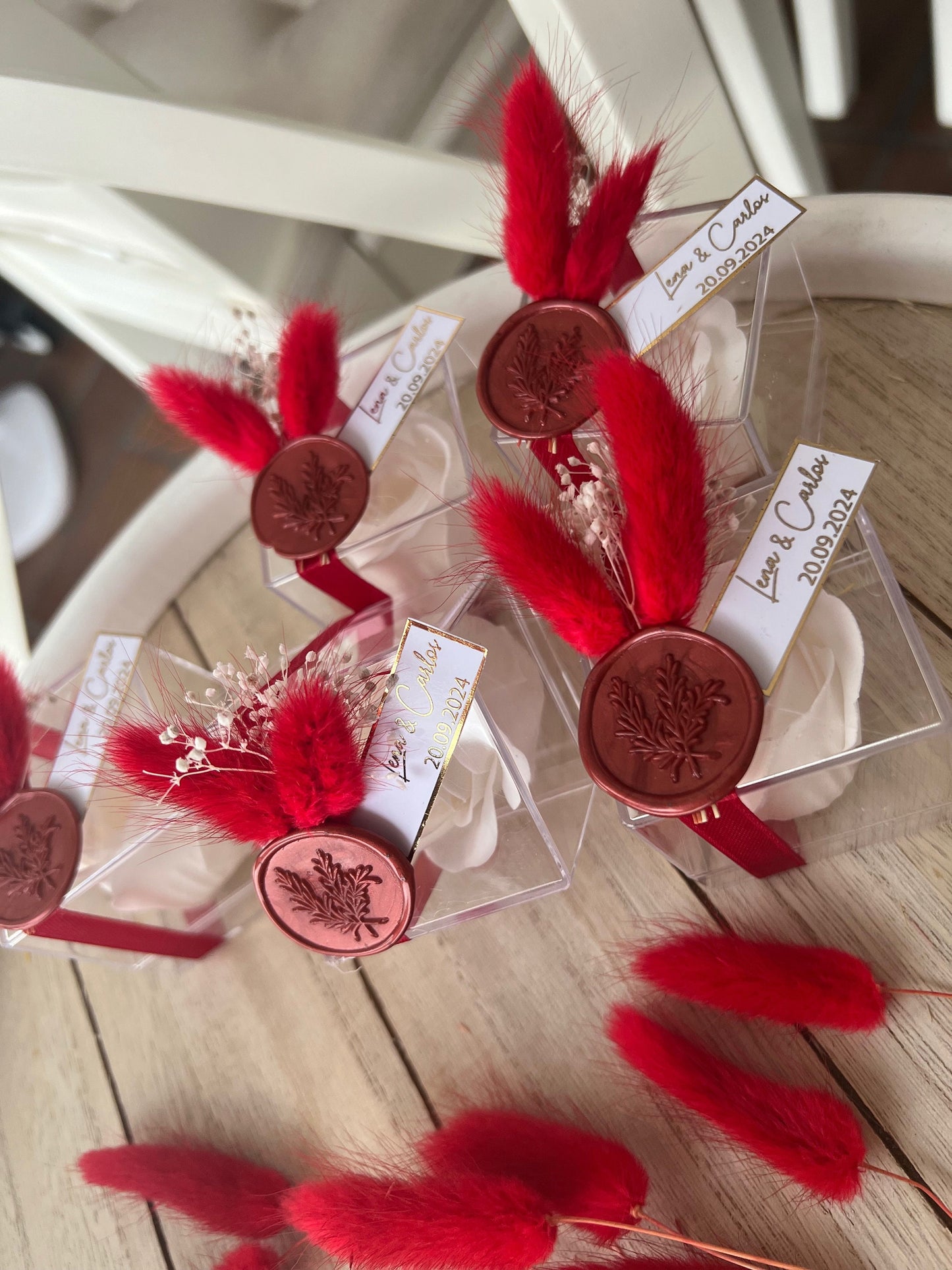 Gastgeschenk Rosenbox Rosenseife personalisiert - Hochzeit Verlobung Hennaabend Taufe - Rote Hochzeitsdeko