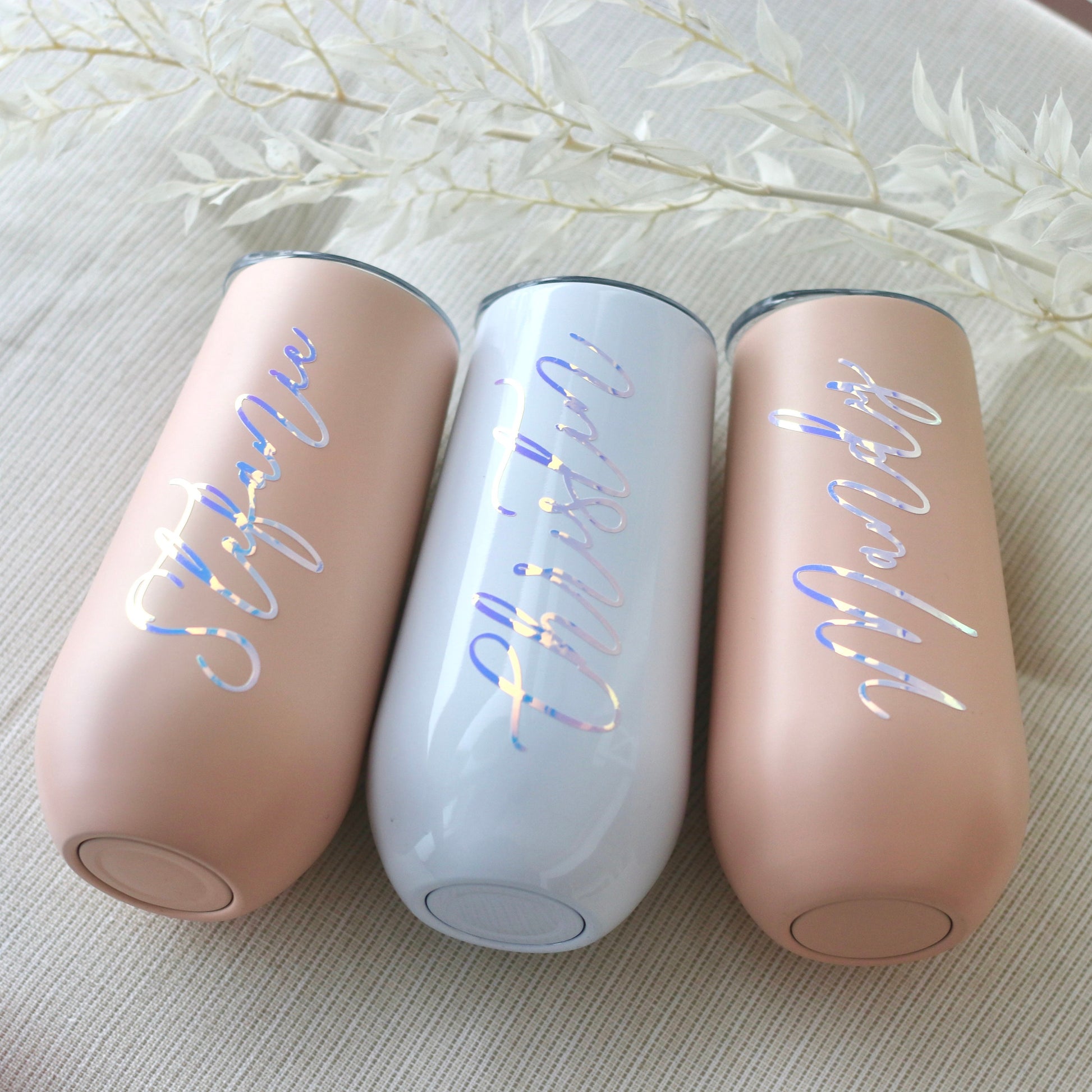 Thermobecher personalisiert als Geschenk oder für den JGA - holografische Schrift - glamour - Team Bride, Bride Squad