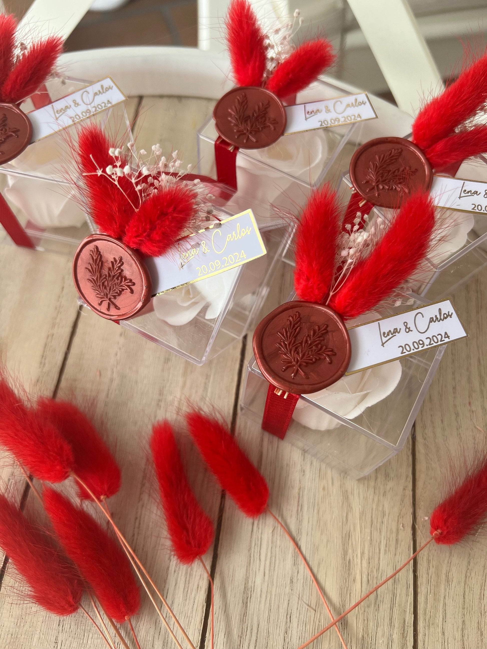 Gastgeschenk Rosenbox Rosenseife personalisiert - Hochzeit Verlobung Hennaabend Taufe - Rote Hochzeitsdeko