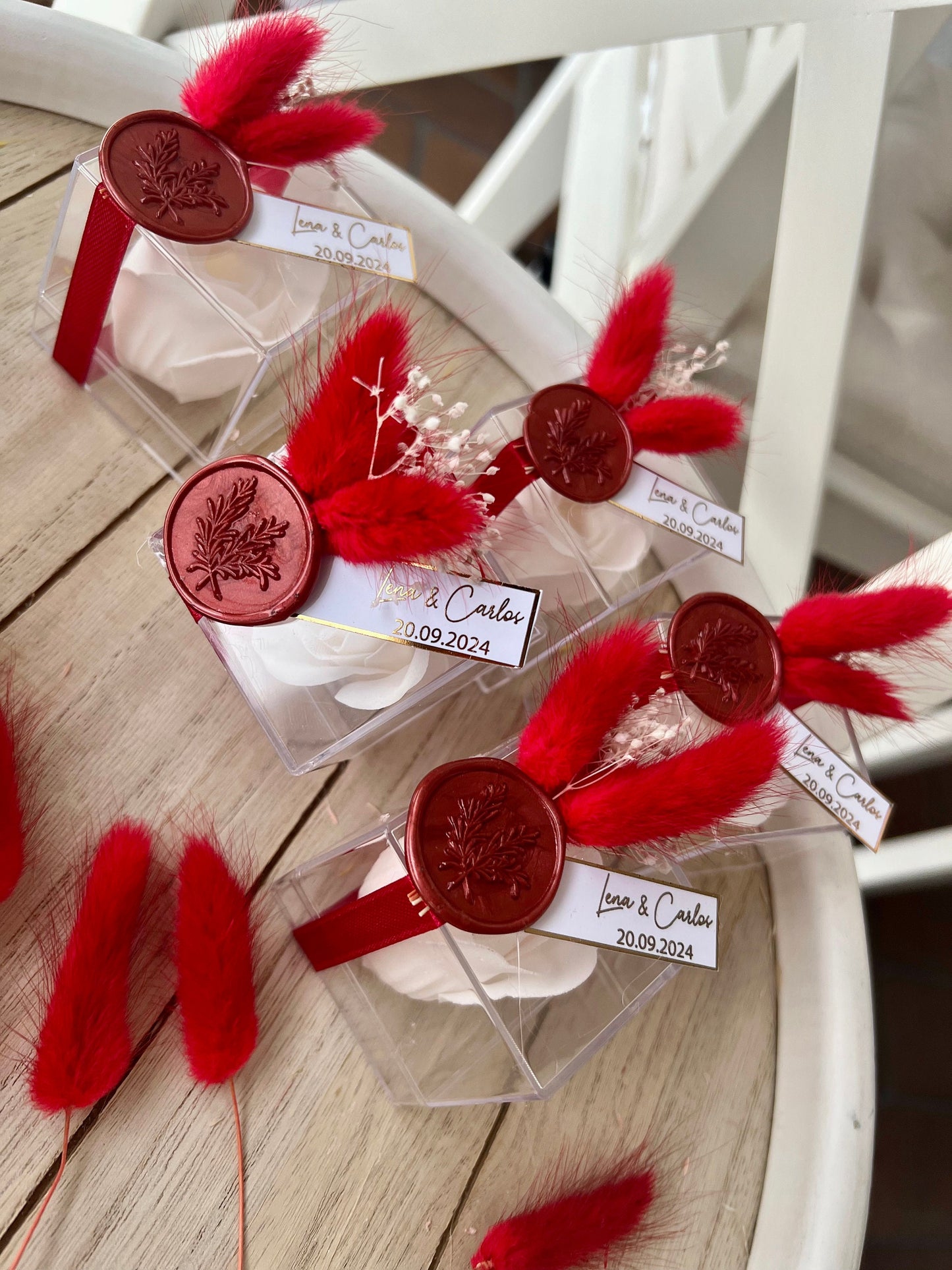 Gastgeschenk Rosenbox Rosenseife personalisiert - Hochzeit Verlobung Hennaabend Taufe - Rote Hochzeitsdeko