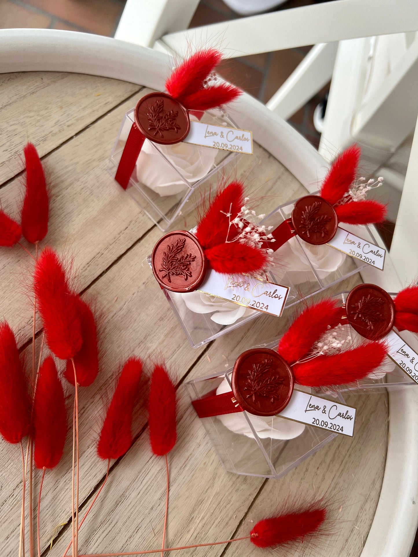 Gastgeschenk Rosenbox Rosenseife personalisiert - Hochzeit Verlobung Hennaabend Taufe - Rote Hochzeitsdeko