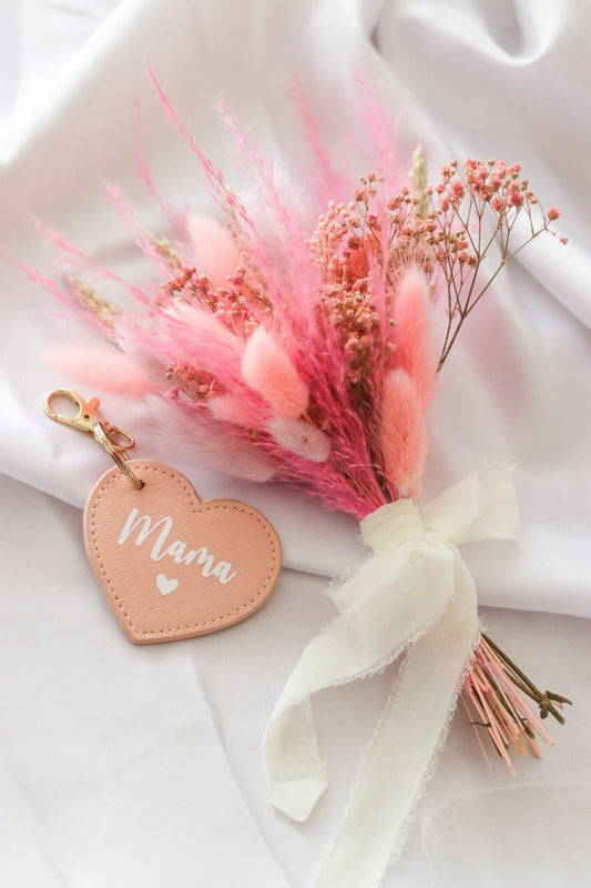 Trockenblumenstrauß Muttertag - Geschenk für Mama inkl. Schlüsselanhänger - Oma Mama - Beste Mama