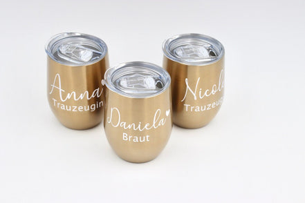 Thermobecher in Gold mit Personalisierung - Team Braut - Trauzeugin Brautjungfer Geschenke - JGA PARTY - JGA Deko -