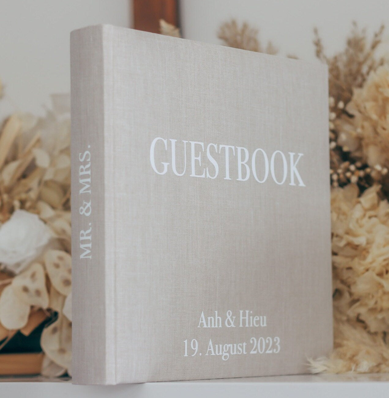 Hochzeit Gästebuch/Fotoalbum aus Leinen, 