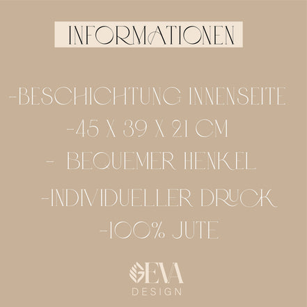 Jutetasche personalisiert mit dem Namen & kleinem Herzchen - Juteshopper Einkaufstasche Geburtstag Mama Oma Geschenk Frau