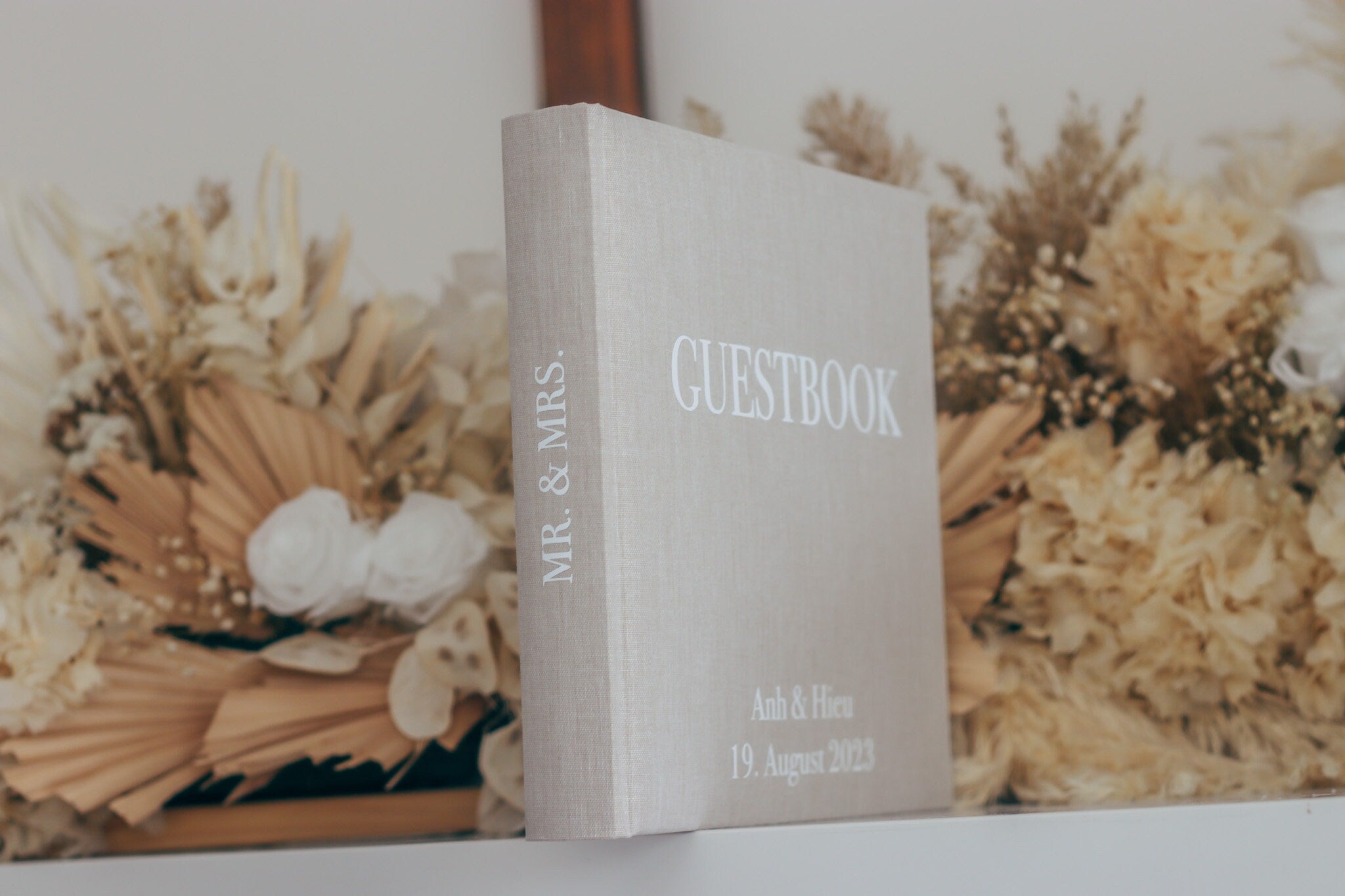 Hochzeit Gästebuch/Fotoalbum aus Leinen, 