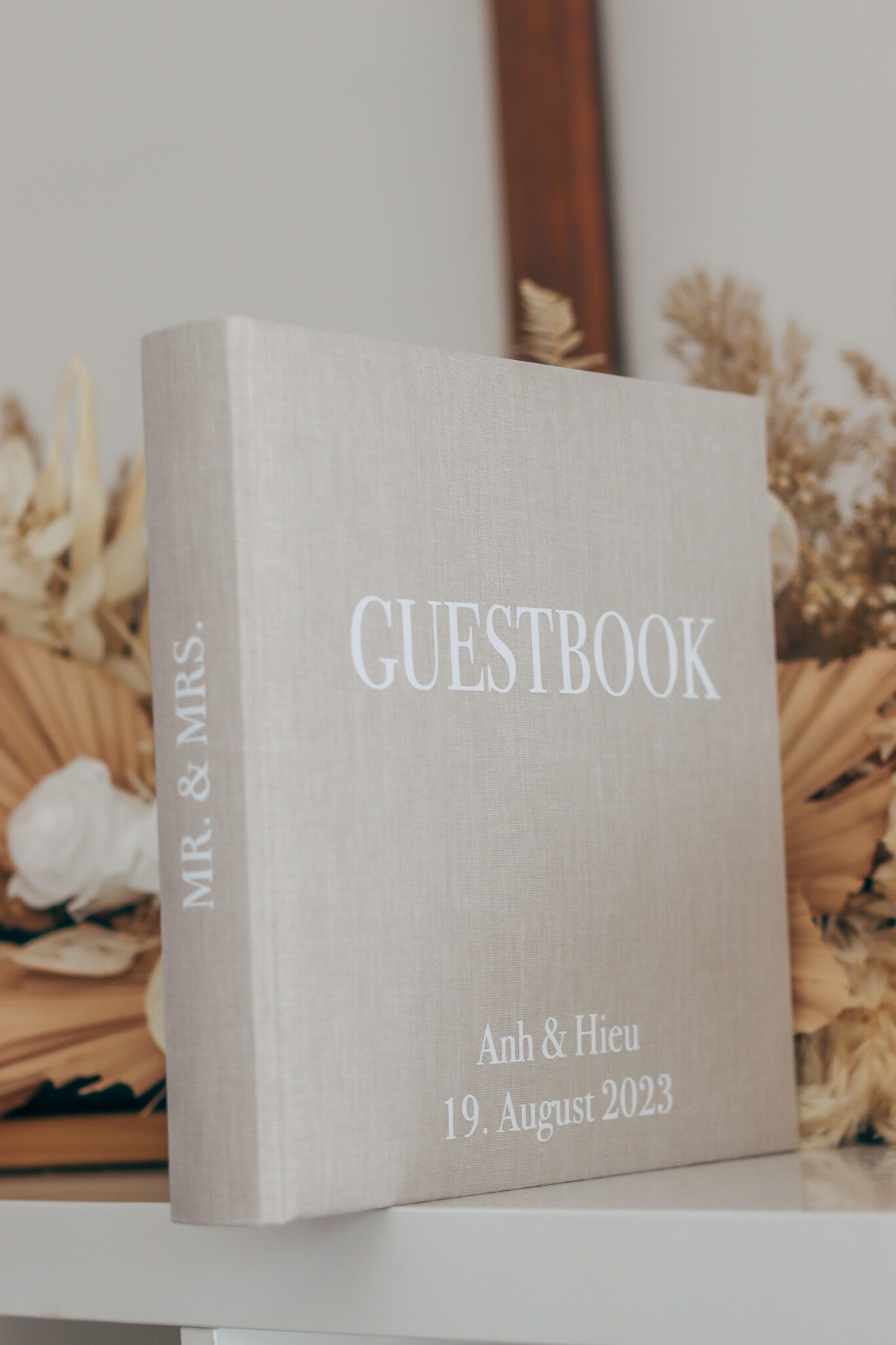 Hochzeit Gästebuch/Fotoalbum aus Leinen, 