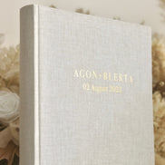 Hochzeit Gästebuch/Fotoalbum aus Leinen, minimalistisch, personalisiert mit Namen