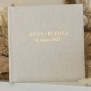 Hochzeit Gästebuch/Fotoalbum aus Leinen, minimalistisch, personalisiert mit Namen