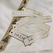 20 x Frohe Weihnachten Etiketten mit Goldveredelung für Wichtelgeschenke, Gastgeschenke, Grußkarten - Weihnachtsgeschenk Anhänger