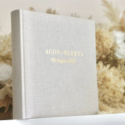 Hochzeit Gästebuch/Fotoalbum aus Leinen, minimalistisch, personalisiert mit Namen