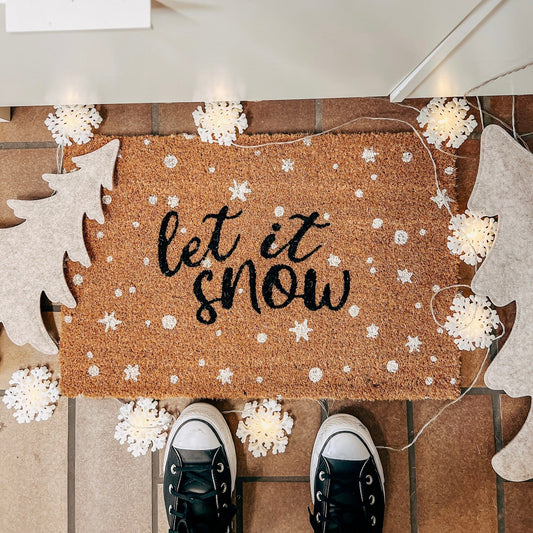 Fußmatte Weihnachten "let it snow" minimalistisch kaligrafie / Geschenk Weihnachten - Weihnachtsdeko Eingang