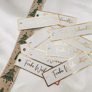 20 x Frohe Weihnachten Etiketten mit Goldveredelung für Wichtelgeschenke, Gastgeschenke, Grußkarten - Weihnachtsgeschenk Anhänger
