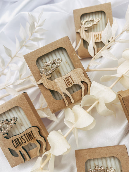 Gastgeschenk Weihnachten Lavendelseife mit 3D Rentier mit Namensgravur -Seifengeschenk Werbegeschenk Firmenfeier Wichtelgeschenk