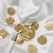 Anhänger Gold mit Gravur für Gastgeschenke & Einladungskarten / Hochzeit Verlobung Söz Gastgeschenk