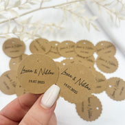 Personalisierte Etiketten für Gastgeschenke, Hochzeit, Taufe, Geburtstag, Sözümüz Söz, Verlobung