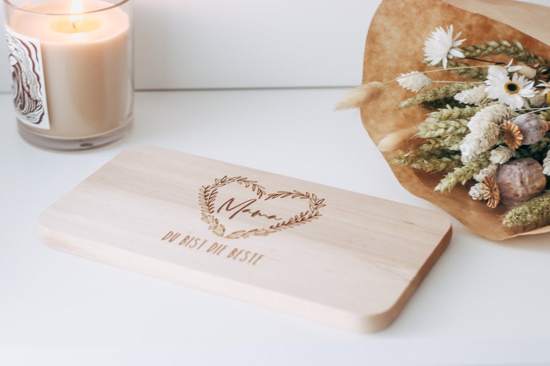 Frühstücksbrett Mama - Vesperbrett Mutter - Muttertag Geschenk personalisiert - Mama du bist die beste