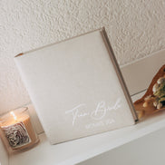 Team Bride - JGA Fotoalbum / Gästebuch - Mit Namen der Braut - Leinenstoff beige