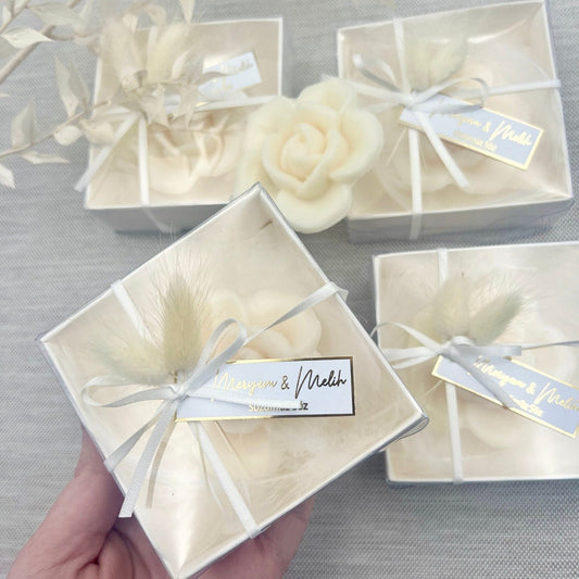 Gastgeschenk Hochzeit Seifenrose (Kernseife) frischer Duft - Verlobung - Metallic Veredelung - Hochzeitsdeko - Taufe - Kommunion