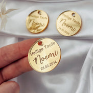 Anhänger Taufe Kommunion in Gold mit Gravur für Gastgeschenke & Einladungskarten / Taufdeko Heilige Taufe Baptism