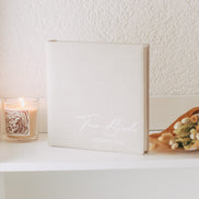 Team Bride - JGA Fotoalbum / Gästebuch - Mit Namen der Braut - Leinenstoff beige