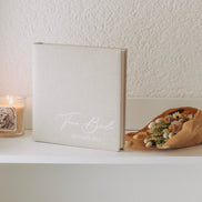 Team Bride - JGA Fotoalbum / Gästebuch - Mit Namen der Braut - Leinenstoff beige