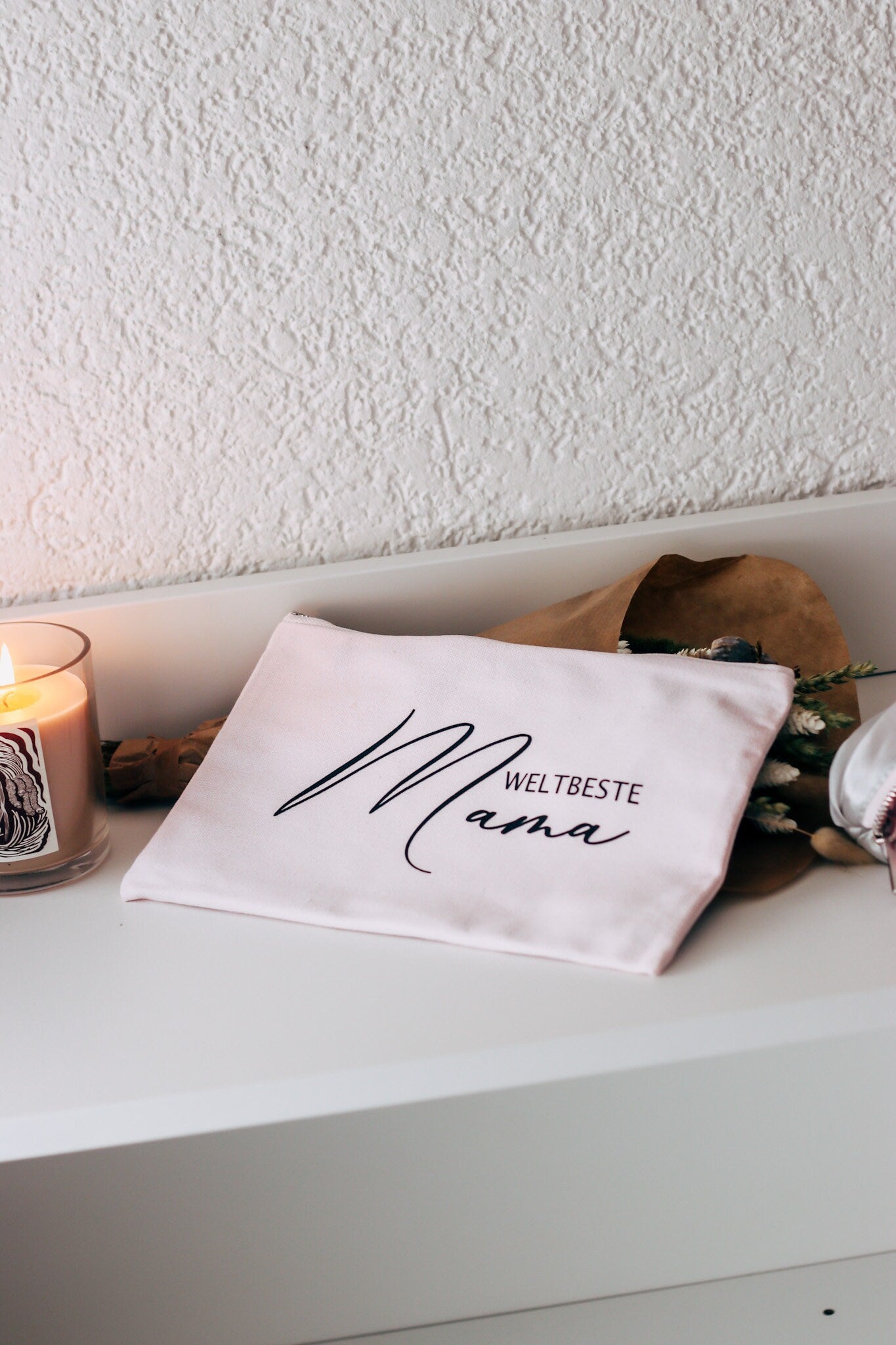 Weltbeste Mama Kulturtasche in rosa mit silbernen Satininnenfutter - Geschenk Mama Muttertag - Danke Mama
