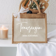 Trauzeugin Brautjungfer fragen - personalisiertes Geschenk - kleine Jutetasche - JGA