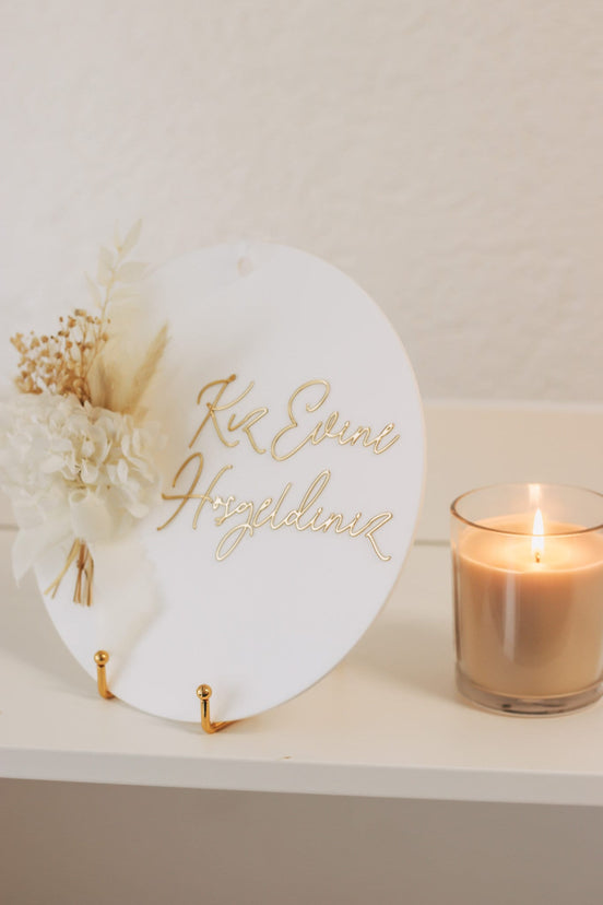 Türschild Brautabholung - Türkische Hochzeit - Kiz Evine Hosgeldiniz - Kiz Evi Naz Evi - Acrylschild mit Acrylschrift - Edel - Luxuriös